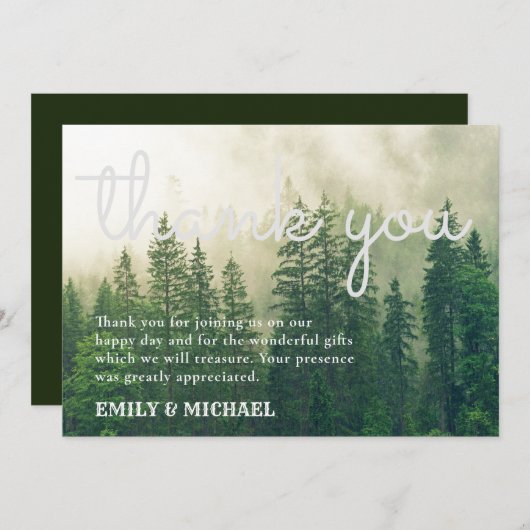 Forest Pine Trees Dank u Kaart Rustieke Kraft (Voorkant / Achterkant)