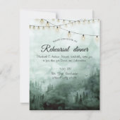 Forest, Pine Trees Lights Groene repetitie diner Kaart (Voorkant)