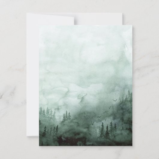 Forest, Pine Trees Lights Groene repetitie diner Kaart (Achterkant)