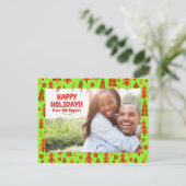 Forest Pine Trees Moon Stars CUSTOM FOTO Holiday Briefkaart (Staand voorkant)