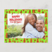 Forest Pine Trees Moon Stars CUSTOM FOTO Holiday Briefkaart (Voorkant)