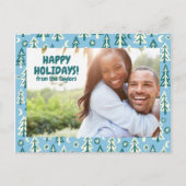 Forest Pine Trees Moon Stars CUSTOM FOTO Holiday Briefkaart (Voorkant)