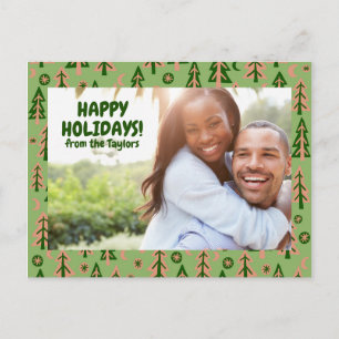 Forest Pine Trees Moon Stars CUSTOM FOTO Holiday Briefkaart