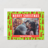 Forest Pine Trees Moon Stars CUSTOM FOTO Holiday Briefkaart (Voorkant / Achterkant)