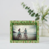 Forest Pine Trees Moon Stars CUSTOM FOTO Holiday Briefkaart (Staand voorkant)