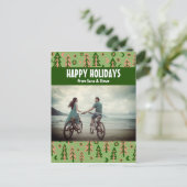 Forest Pine Trees Moon Stars CUSTOM FOTO Holiday Briefkaart (Staand voorkant)