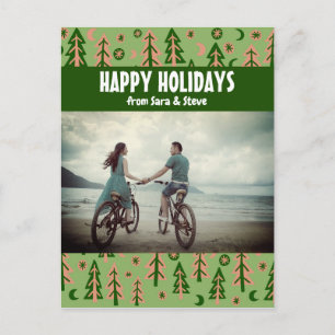 Forest Pine Trees Moon Stars CUSTOM FOTO Holiday Briefkaart