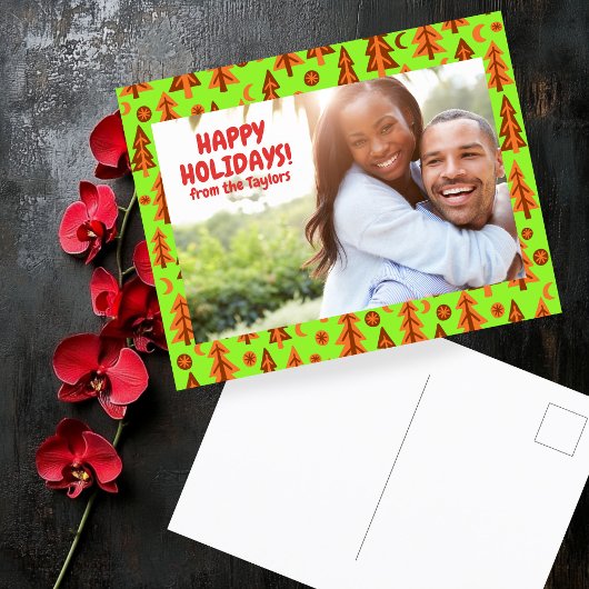 Forest Pine Trees Moon Stars CUSTOM FOTO Holiday Briefkaart