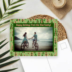 Forest Pine Trees Moon Stars CUSTOM FOTO Holiday Briefkaart