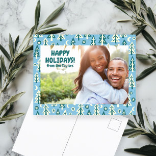 Forest Pine Trees Moon Stars CUSTOM FOTO Holiday Briefkaart