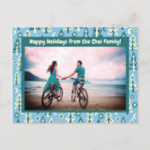 Forest Pine Trees Moon Stars CUSTOM FOTO Holiday Briefkaart (Voorkant)