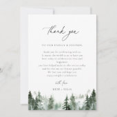 Forest Pines Bruiloft Receptie Tafel Dank u Bedankkaart (Voorkant)