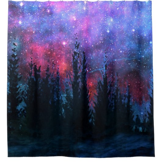 Forest Pines - Starry Sky Shower-gordijn Douchegordijn (Voorkant)