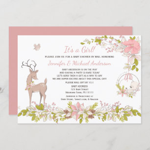 Forest Pink Girl Beer Deer Baby shower by Mail Kaart