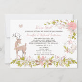 Forest Pink Girl Beer Deer Baby shower per post Kaart (Voorkant)
