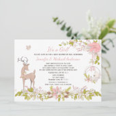 Forest Pink Girl Beer Deer Baby shower per post Kaart (Staand voorkant)