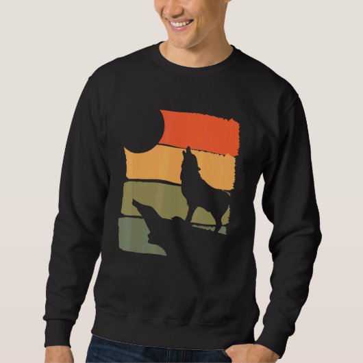 Forest Predator Howling Wolf Animal Retro Wolf Trui (Voorkant)