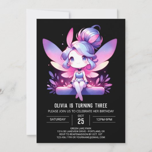Forest Printable Fairy Birthday Kaart (Voorkant)