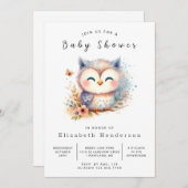 Forest Printable Owl Baby shower Kaart (Voorkant / Achterkant)