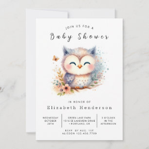 Forest Printable Owl Baby shower Kaart