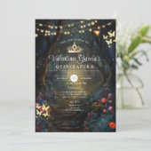 Forest Quinceañera 15 Anos Bloemen Goud Kaart (Staand voorkant)