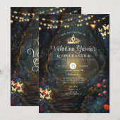 Forest Quinceañera 15 Anos Bloemen Goud Kaart (Voorkant / Achterkant)