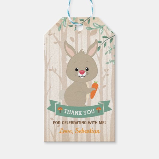 Forest Rabbit Bunny Woodland Birthday Baby shower Cadeaulabel (Voorkant)