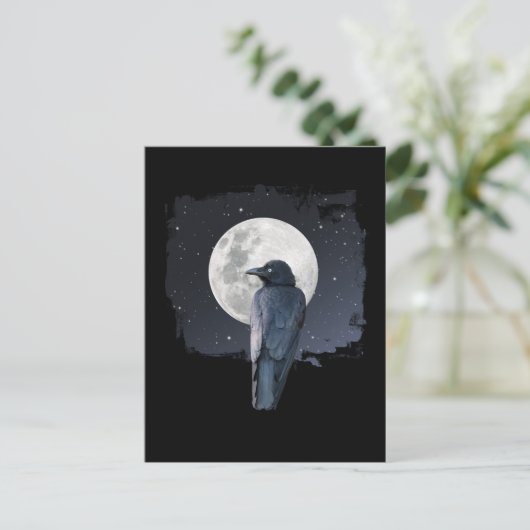 Forest Raven Cold Moon Briefkaart (Staand voorkant)