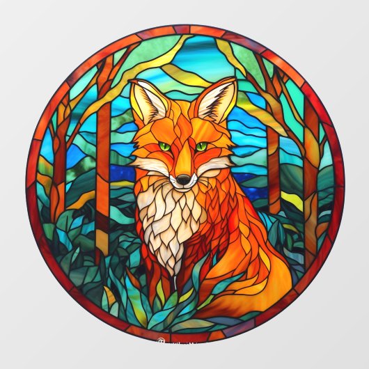 Forest Red Fox Faux Glas in lood Raamsticker (Vel)