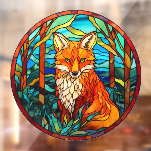 Forest Red Fox Faux Glas in lood Raamsticker (Vel 2)
