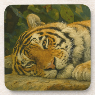 Forest Reverie - Resting Tiger in Oerwoud Light Bier Onderzetter
