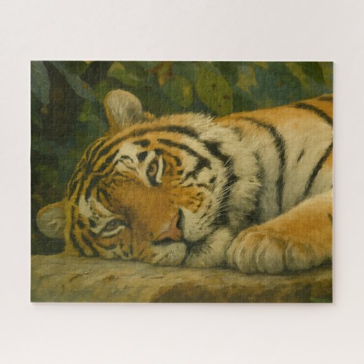 Forest Reverie - Resting Tiger in Oerwoud Light Legpuzzel (Horizontaal)