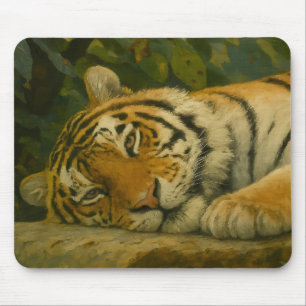 Forest Reverie - Resting Tiger in Oerwoud Light Muismat
