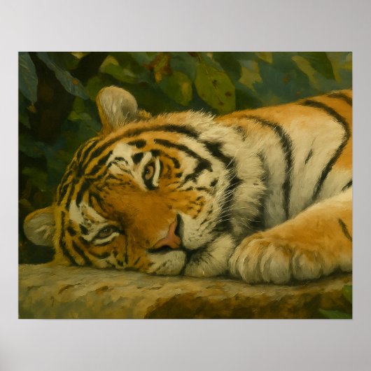 Forest Reverie - Resting Tiger in Oerwoud Light Poster (Voorkant)