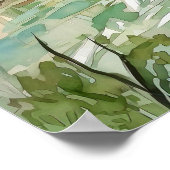 Forest River Waterverf schilderij Poster (Hoek)