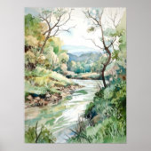 Forest River Waterverf schilderij Poster (Voorkant)