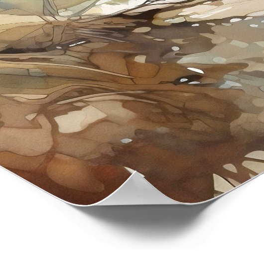 Forest River Waterverf schilderij Poster (Hoek)