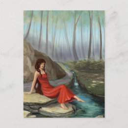 Forest Rivulet - Fantasy Forest Elf Girl Briefkaar Briefkaart