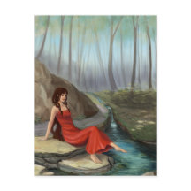 Forest Rivulet - Fantasy Forest Elf Girl Briefkaar