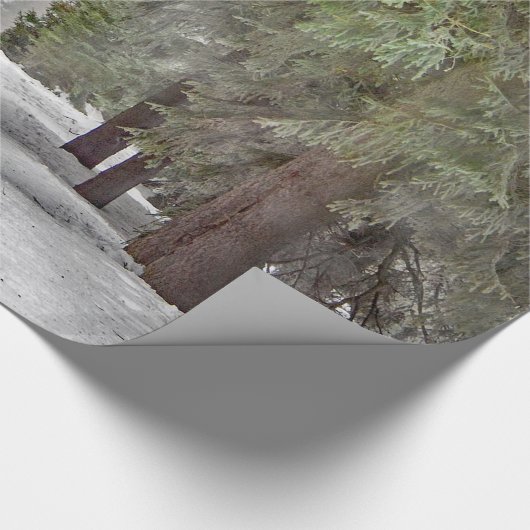 Forest Road Snow Pine Trees Foto Cadeaupapier (Hoek)