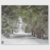 Forest Road Snow Pine Trees Foto Cadeaupapier (Vlak)