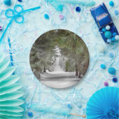 Forest Road Snow Pine Trees Foto Papieren Bordje (Feest)