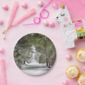 Forest Road Snow Pine Trees Foto Papieren Bordje (Feest)