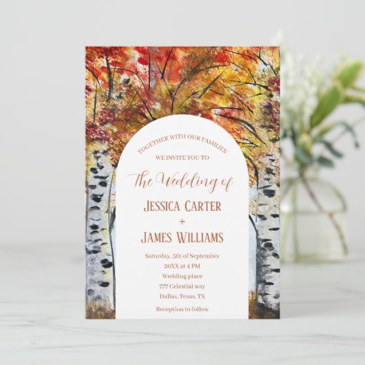 Forest Rustic Herfst Herfst Woodland Wedding Kaart (Staand voorkant)