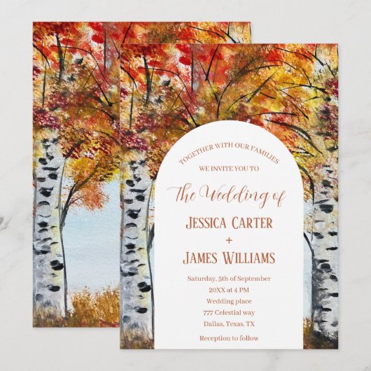 Forest Rustic Herfst Herfst Woodland Wedding Kaart (Voorkant / Achterkant)