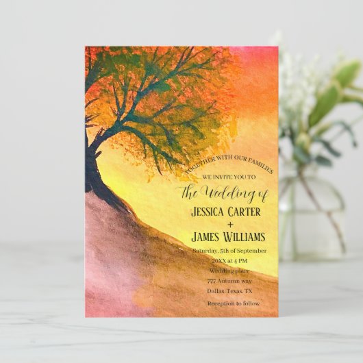 Forest Rustic Herfst Herfst Woodland Wedding Kaart (Staand voorkant)