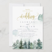 Forest Rustic Waterverf thema bruiloft Kaart (Voorkant)