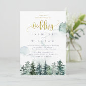 Forest Rustic Waterverf thema bruiloft Kaart (Staand voorkant)