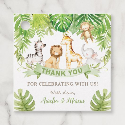 Forest Safari Oerwoud Animals Baby shower Verjaard Bedankjes Labels (Voorkant)