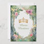 Forest Sage Green Pink Floral 15 Mis Quince Party Kaart (Achterkant)